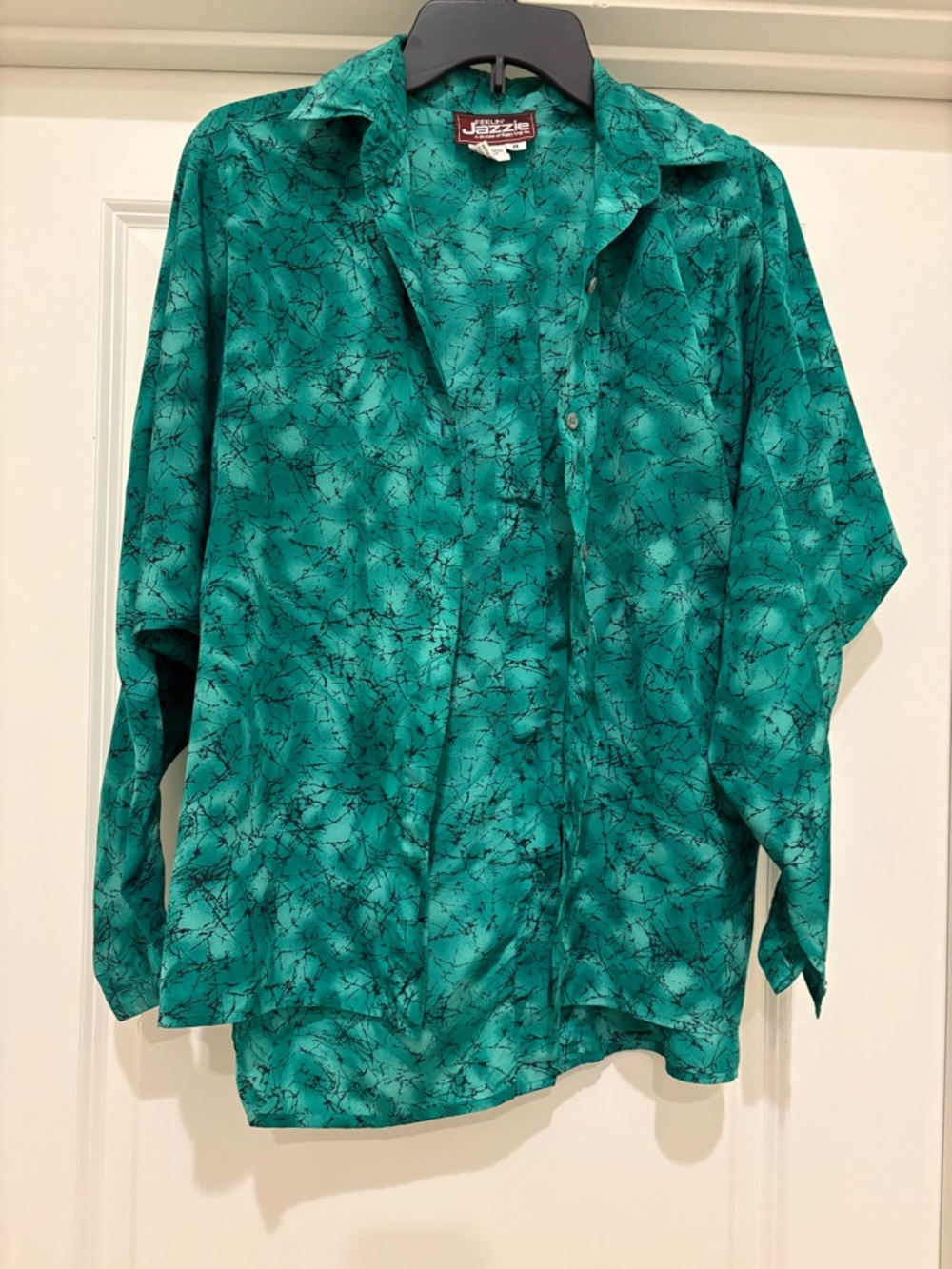 JAZZIE Teal Marble Print Button-Up Shirt